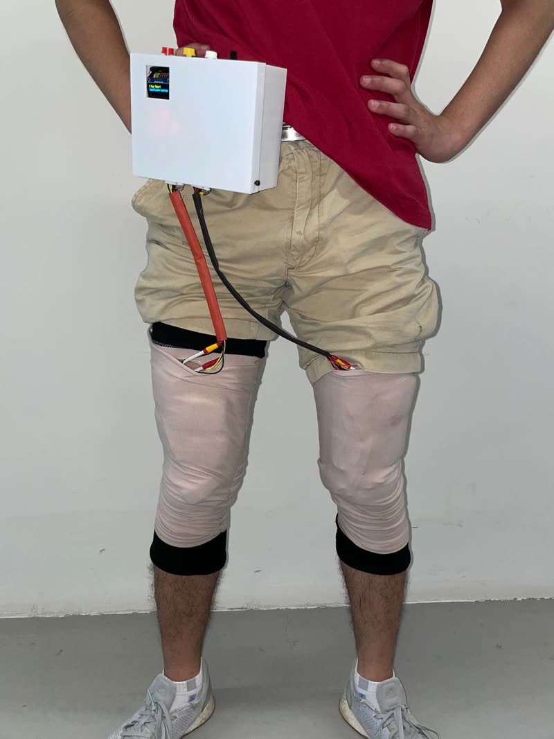 Wearable muscle-stimulation leg sleeve prototype